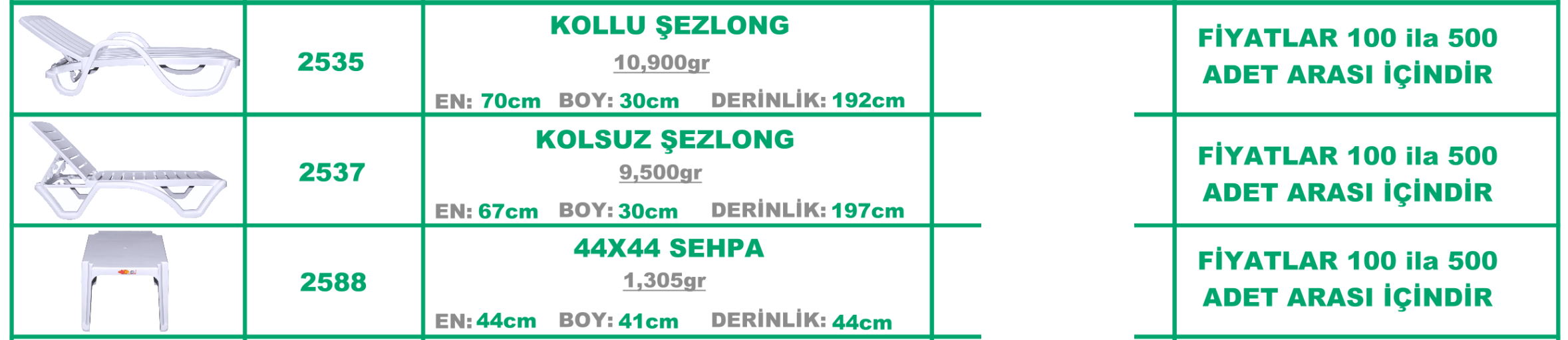 Plastik şezlong fiyatları Plastik şezlong fiyatları