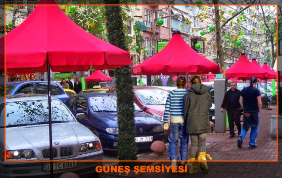 Yandan gövdeli Güneş şemsiyeleri mermerli ayakları